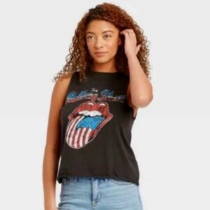 NWT’s Women's - The Rolling Stones American Flag Logo Graphic Tank Top, Size M